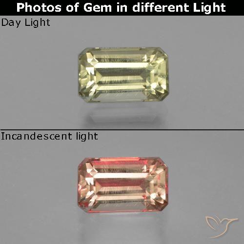 1.25ct 天然 ライトイエロー カラーチェンジディアスポラ, エメラルドカット, VS