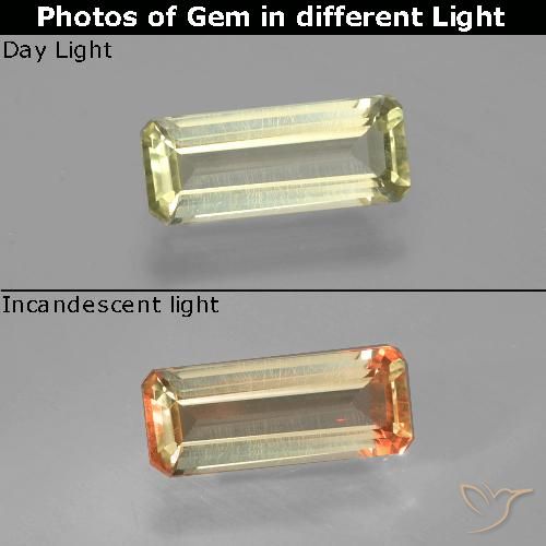 1.17ct 天然 イエローグリーン カラーチェンジディアスポラ, エメラルドカット, VS