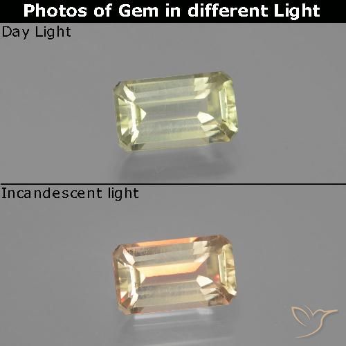 1.62ct 天然 ライトイエロー カラーチェンジディアスポラ, エメラルドカット, VVS-VS
