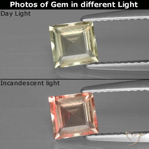 0.91ct 天然 ライトゴールデンイエロー カラーチェンジディアスポラ, 四角形, VVS-VS