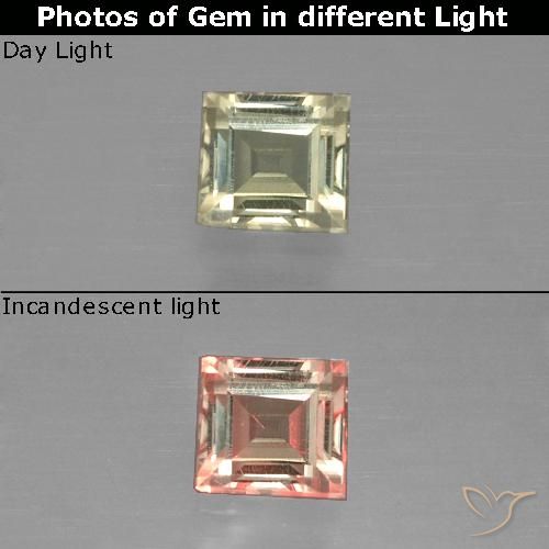 0.78ct 天然 ライトゴールデンイエロー カラーチェンジディアスポラ, 四角形, VVS-VS