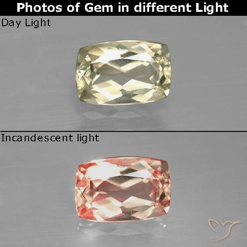 1.04ct 天然 ライトイエロー カラーチェンジディアスポラ, クッション, VVS