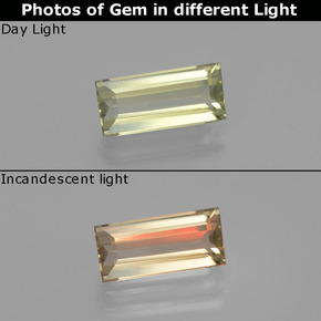 1.96カラットの天然グリーンからピンク色が変わるダイアスポア、バゲット、VVS