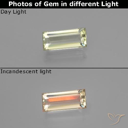 1.25ct 天然 非常に薄い黄色 カラーチェンジディアスポラ, バゲット, VVS