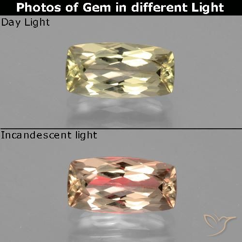 1.45ct 天然 ライトイエロー カラーチェンジディアスポラ, クッション, VS-SI