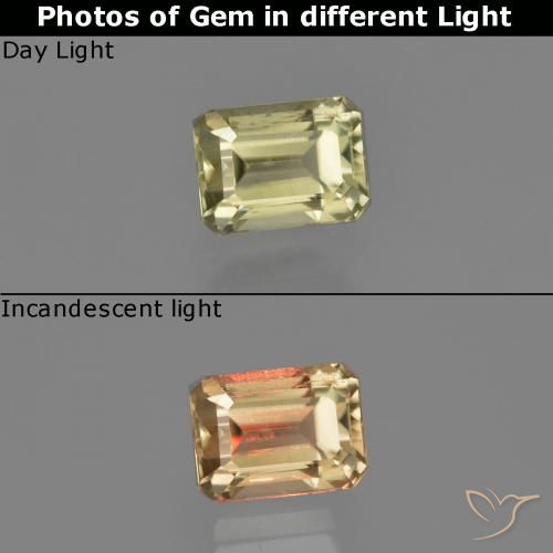 1.04ct 天然 ミディアムイエロー カラーチェンジディアスポラ, エメラルドカット, VS