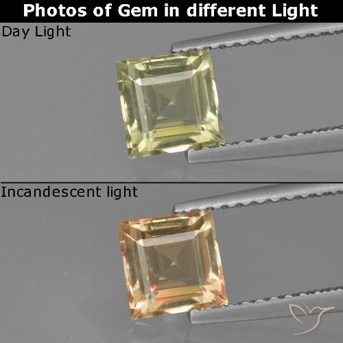 1.01ct 天然 薄いイエロー カラーチェンジディアスポラ, 四角形, VVS-VS