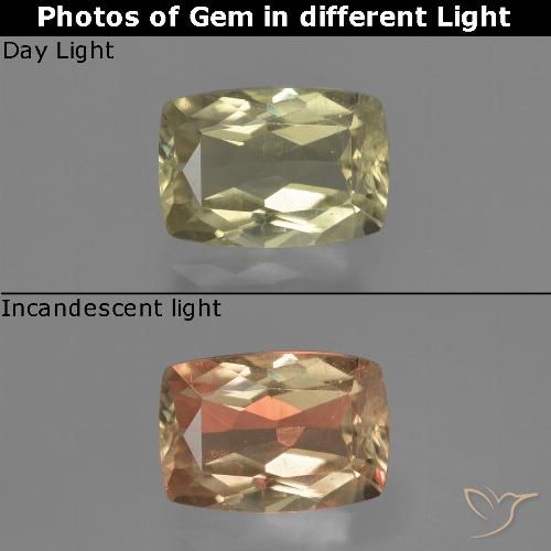 1.18ct 天然 ライトイエロー カラーチェンジディアスポラ, クッション, VS