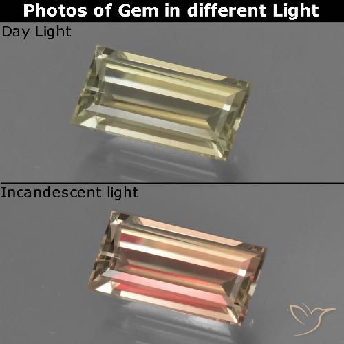 1.27ct 天然 ミディアムイエロー カラーチェンジディアスポラ, バゲット, VVS-VS