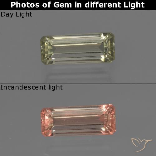 0.84ct 天然 薄いイエロー カラーチェンジディアスポラ, エメラルドカット, VS-SI