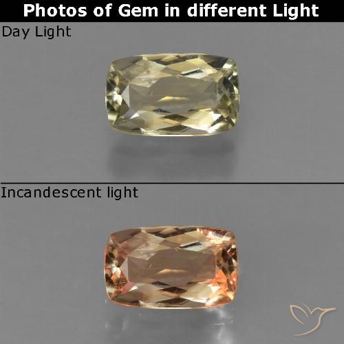 0.82ct 天然 ミディアムイエロー カラーチェンジディアスポラ, クッション, VS