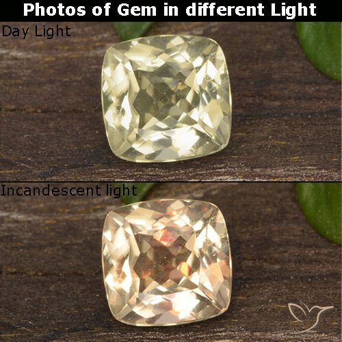 0.70ct 天然 薄いイエロー カラーチェンジディアスポラ, クッション, VS
