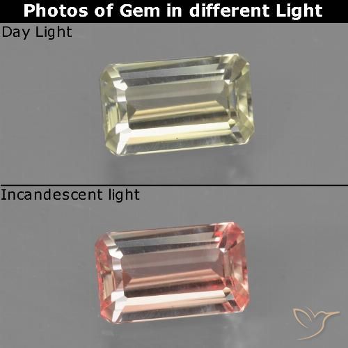 0.76ct 天然 ライトイエロー カラーチェンジディアスポラ, エメラルドカット, VS