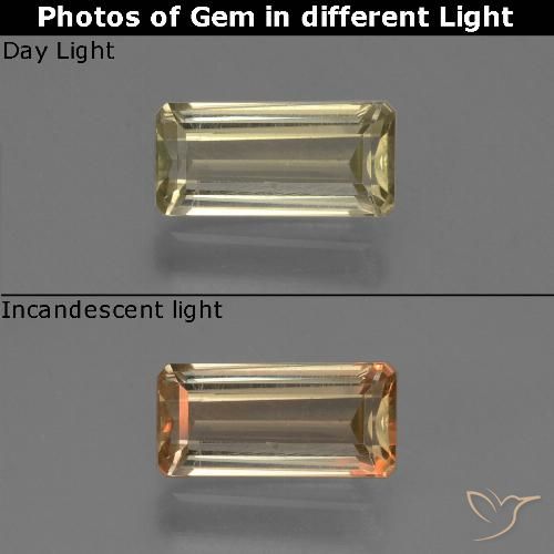 0.75ct 天然 薄いイエロー カラーチェンジディアスポラ, エメラルドカット, VS