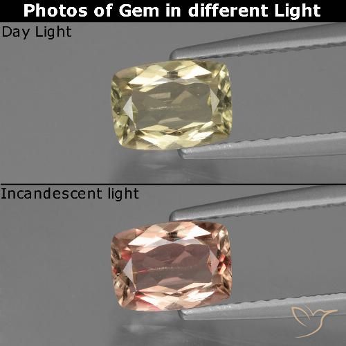 1.09ct 天然 非常に薄い黄色 カラーチェンジディアスポラ, クッション, VS-SI