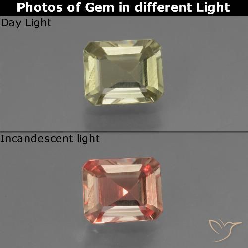 0.93ct 天然 ライトゴールデンイエロー カラーチェンジディアスポラ, エメラルドカット, VS