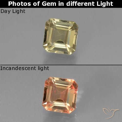 0.84ct 天然 アーシーイエロー カラーチェンジディアスポラ, エメラルドカット, VVS-VS