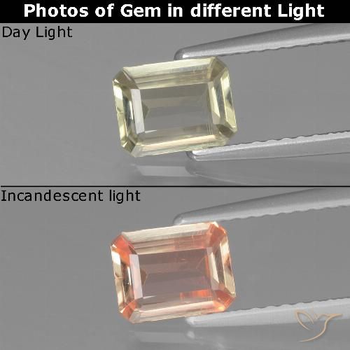 0.80ct 天然 イエローベージュ カラーチェンジディアスポラ, エメラルドカット, VVS-VS