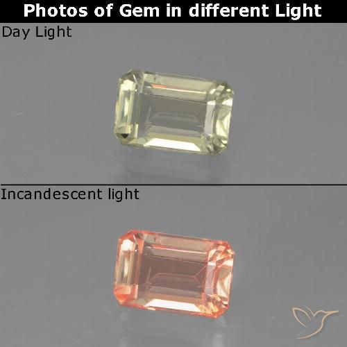 0.98ct 天然 非常に薄い黄色 カラーチェンジディアスポラ, エメラルドカット, VVS-VS