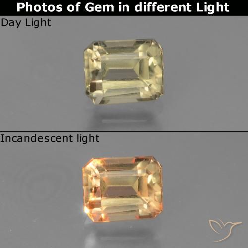 0.96ct 天然 イエローベージュ カラーチェンジディアスポラ, エメラルドカット, VVS-VS
