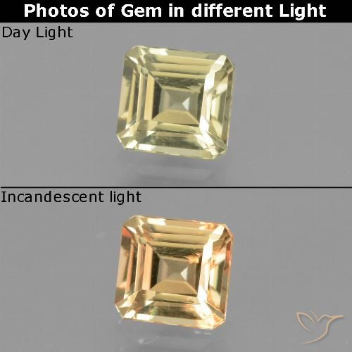 0.97ct 天然 薄いイエロー カラーチェンジディアスポラ, エメラルドカット, VS