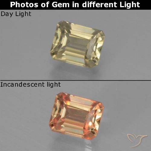 0.86ct 天然 アーシーイエロー カラーチェンジディアスポラ, エメラルドカット, VS