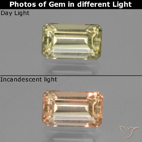 1.20ct 天然 ライトイエロー カラーチェンジディアスポラ, エメラルドカット, VS