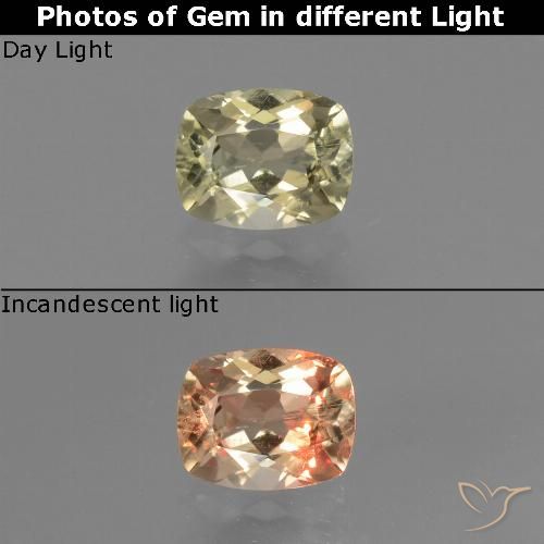 0.72ct 天然 非常に薄い黄色 カラーチェンジディアスポラ, クッション, VS