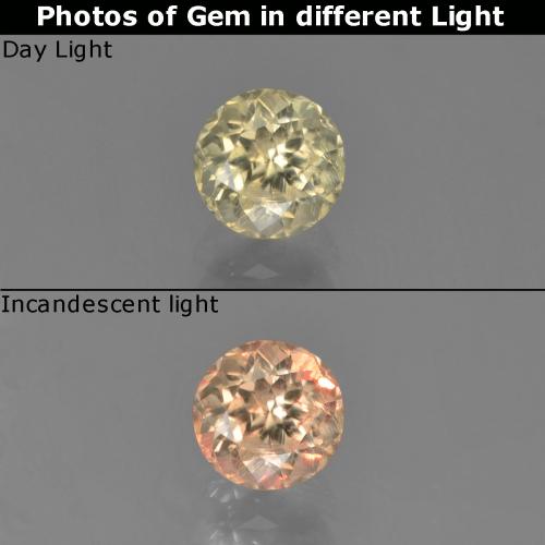 0.68カラットの天然非常に薄い黄色色が変わるダイアスポア、ラウンドカット、VS