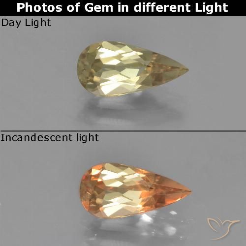 1.08ct 天然 ウォームイエロー カラーチェンジディアスポラ, 洋梨の形, VVS-VS