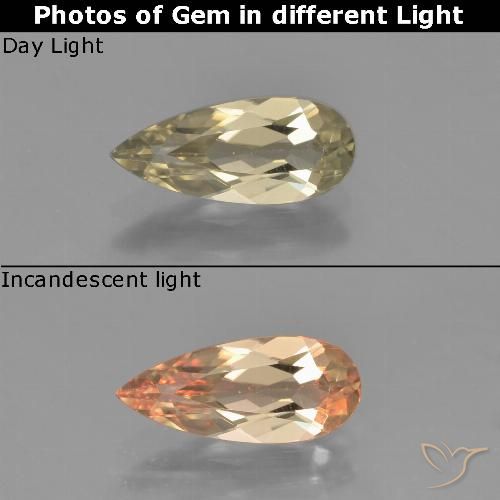 1.15ct 天然 ウォームイエロー カラーチェンジディアスポラ, 洋梨の形, VVS-VS