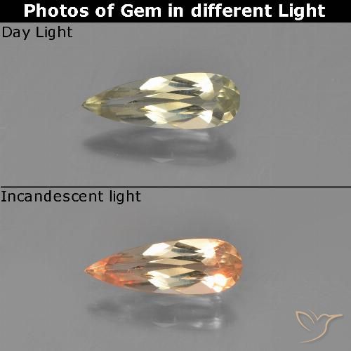0.64ct 天然 非常に薄い黄色 カラーチェンジディアスポラ, 洋梨の形, VVS-VS