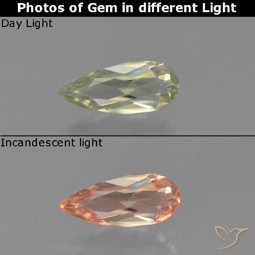 0.63ct 天然 茶色がかった黄色 カラーチェンジディアスポラ, 洋梨の形, VVS-VS