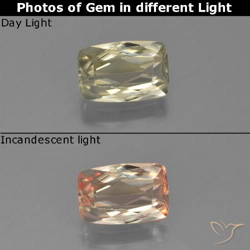 1.16ct 天然 ライトイエロー カラーチェンジディアスポラ, クッション, VVS-VS