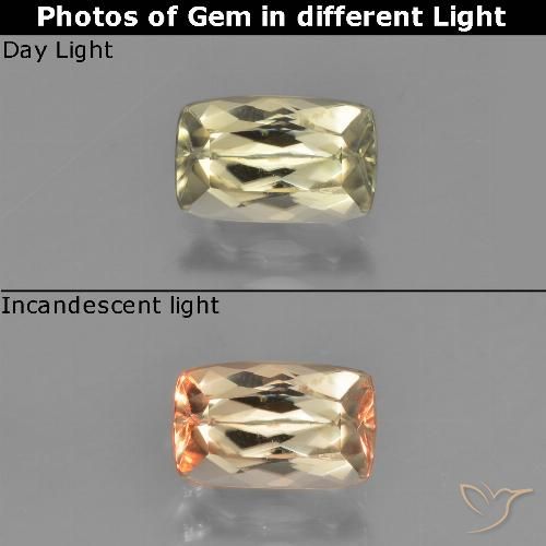 1.38ct 天然 ライトイエロー カラーチェンジディアスポラ, クッション, VS