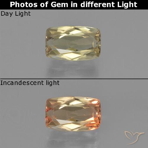 1.38ct 天然 ウォームイエロー カラーチェンジディアスポラ, クッション, VS
