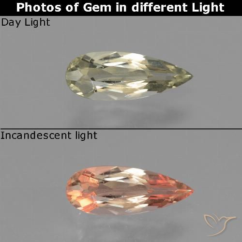 0.69ct 天然 非常に薄い黄色 カラーチェンジディアスポラ, 洋梨の形, VVS-VS