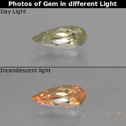 1.35ct 天然 ライトイエロー カラーチェンジディアスポラ, 洋梨の形, VVS-VS