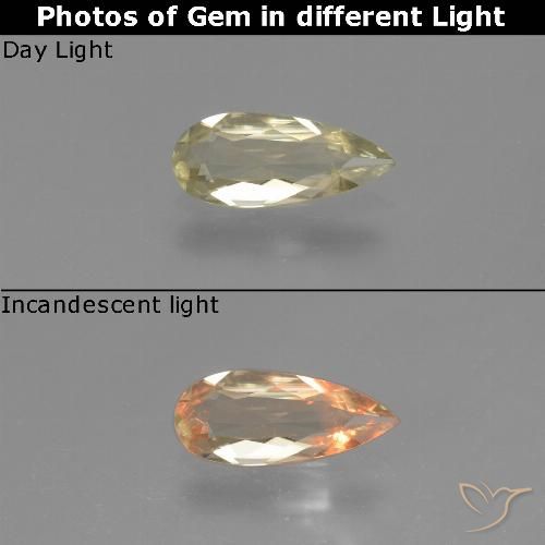 0.77ct 天然 薄いイエロー カラーチェンジディアスポラ, 洋梨の形, VS