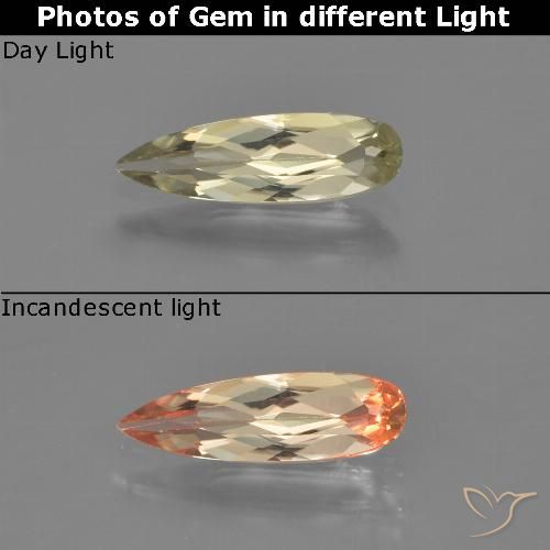 0.76ct 天然 ライトイエロー カラーチェンジディアスポラ, 洋梨の形, VVS-VS