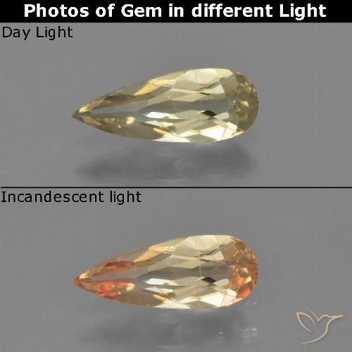 0.66ct 天然 ライトイエロー カラーチェンジディアスポラ, 洋梨の形, VVS-VS