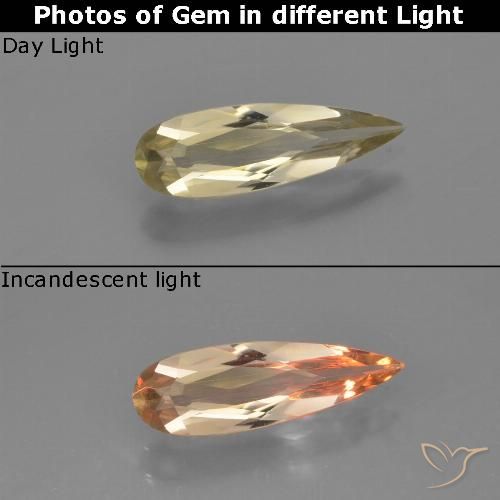0.84ct 天然 ウォームイエロー カラーチェンジディアスポラ, 洋梨の形, VVS-VS