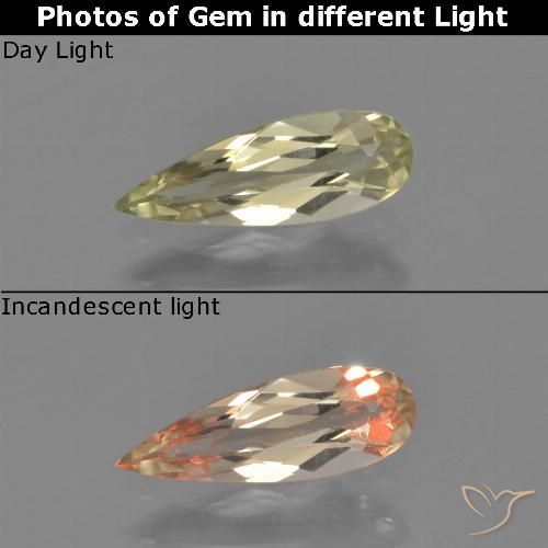 0.68ct 天然 薄いイエロー カラーチェンジディアスポラ, 洋梨の形, VVS-VS