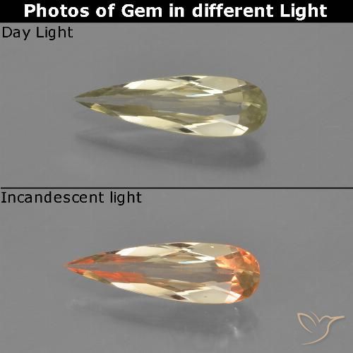 0.75ct 天然 ライトイエロー カラーチェンジディアスポラ, 洋梨の形, VVS-VS