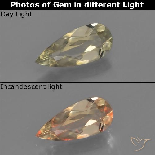 0.69ct 天然 ライトイエロー カラーチェンジディアスポラ, 洋梨の形, VVS-VS