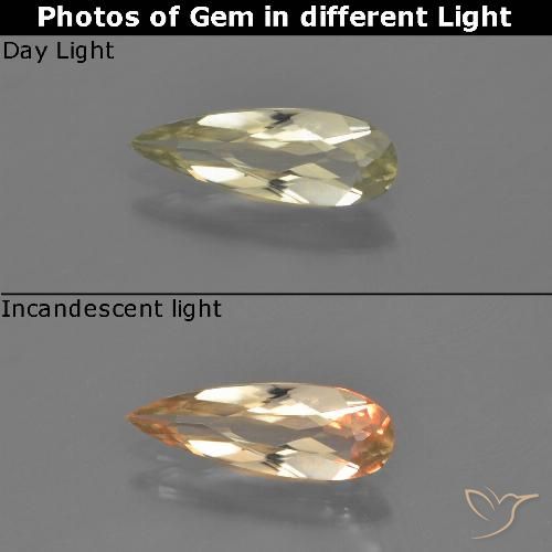 0.69ct 天然 ライトイエロー カラーチェンジディアスポラ, 洋梨の形, VVS-VS