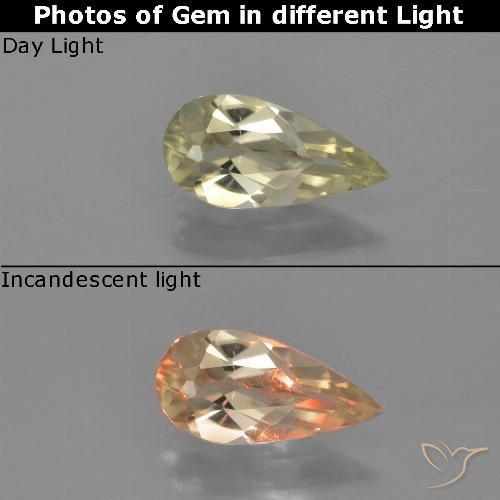0.77ct 天然 メロウイエロー カラーチェンジディアスポラ, 洋梨の形, VVS-VS