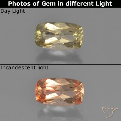 0.77ct 天然 非常に薄い黄色 カラーチェンジディアスポラ, クッション, VS