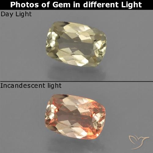 0.93ct 天然 アーシーイエロー カラーチェンジディアスポラ, クッション, VVS-VS