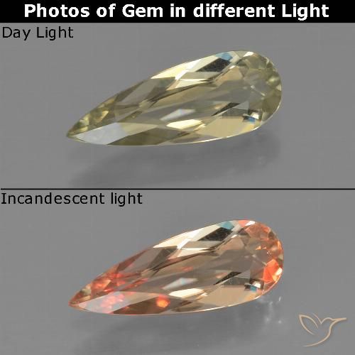 0.93ct 天然 非常に薄い黄色 カラーチェンジディアスポラ, 洋梨の形, VVS-VS